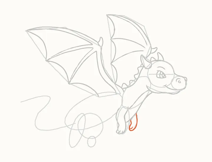 Cómo dibujar un dragón volando, paso 17: la pata de adelante del otro lado