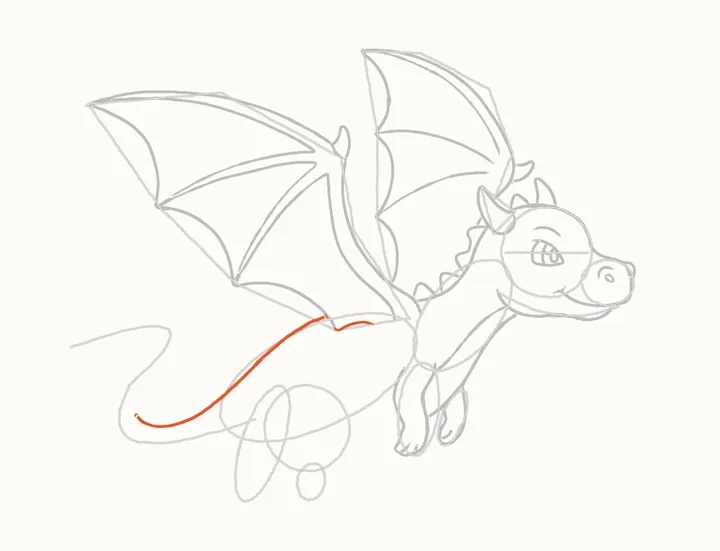 Cómo dibujar un dragón volando, paso 18: la espalda