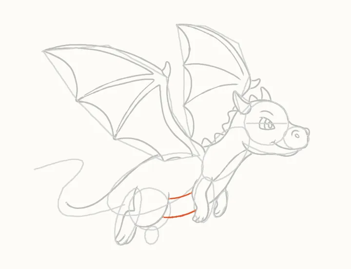 Cómo dibujar un dragón volando, paso 20: la pancita