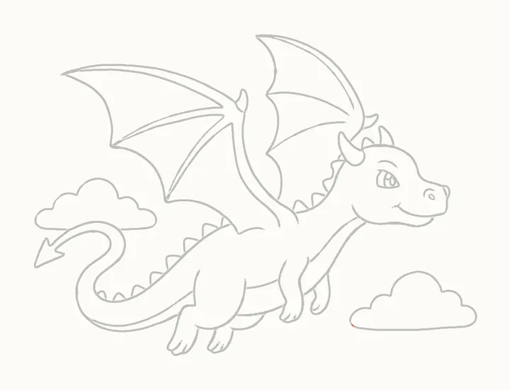 Cómo dibujar un dragón volando, paso 26: borra las guías