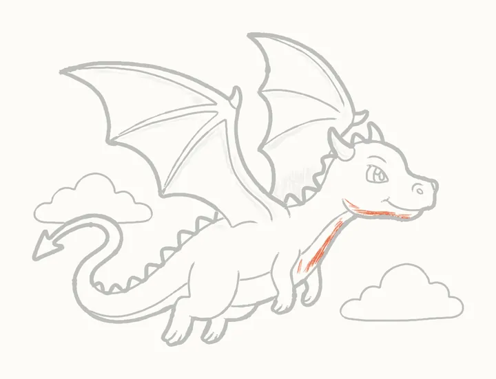 Cómo dibujar un dragón volando, paso 32: debajo de la barbilla
