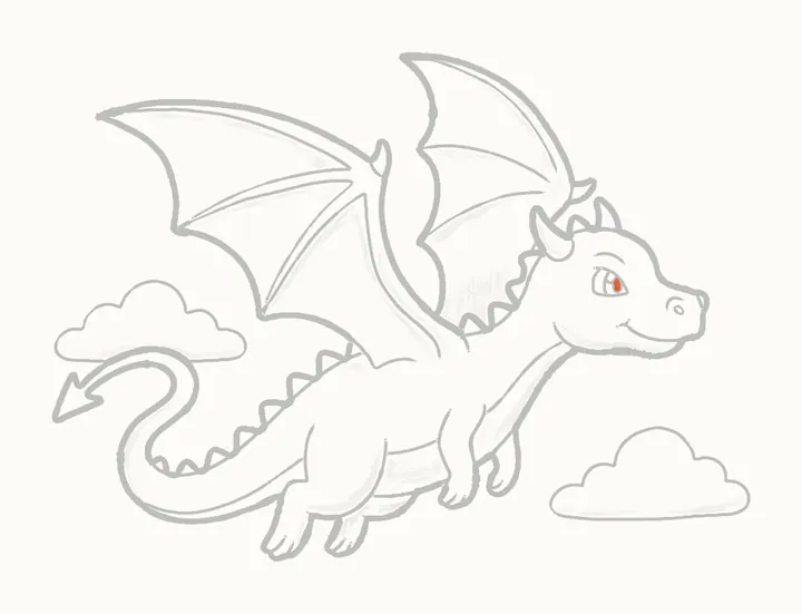 Cómo dibujar un dragón volando, paso 36: los toques oscuros