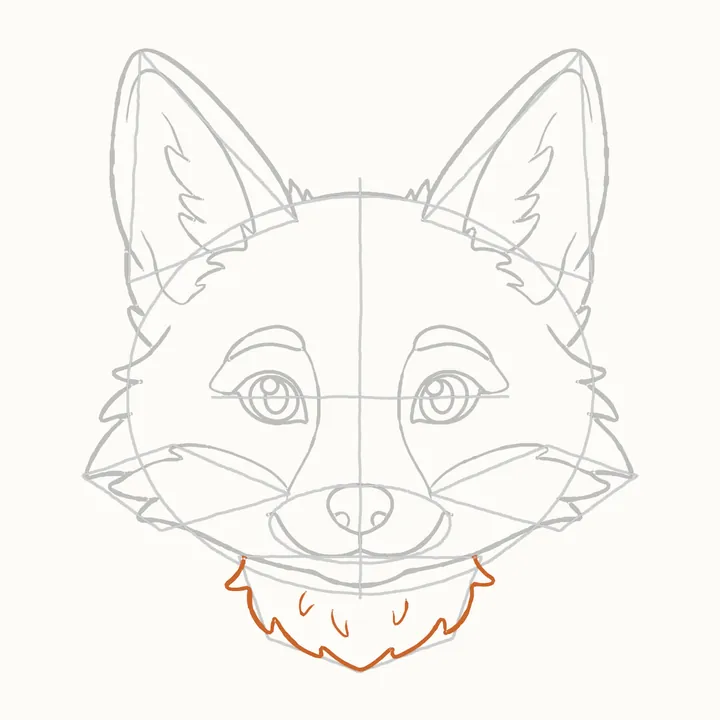 How to draw a fox face, step 12: the ruff
