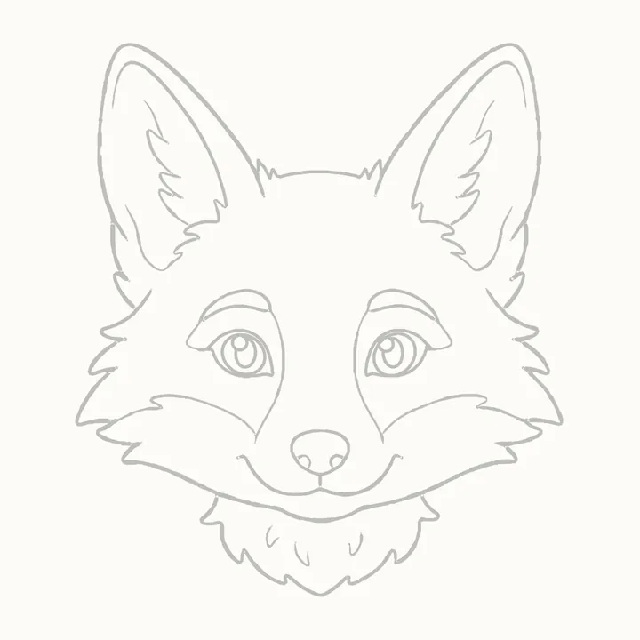 How to draw a fox face, step 13: erase the guides