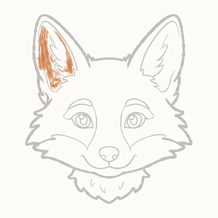 How to draw a fox face, step 18: shade the left ear