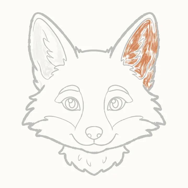 How to draw a fox face, step 19: shade the right ear