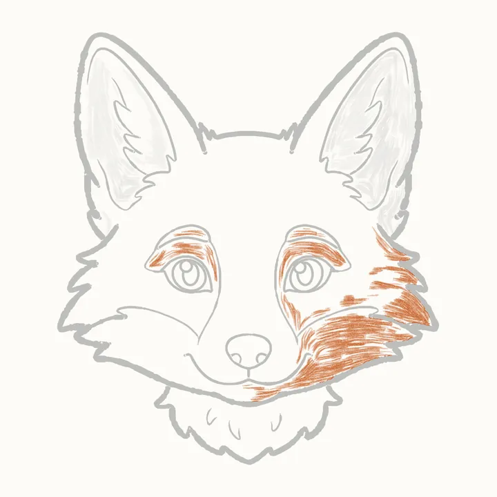How to draw a fox face, step 20: shade over the eyes