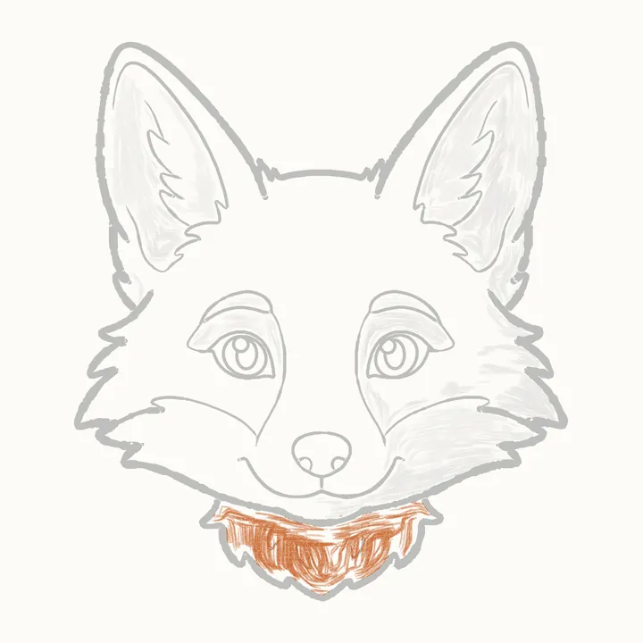 How to draw a fox face, step 21: shade under the chin