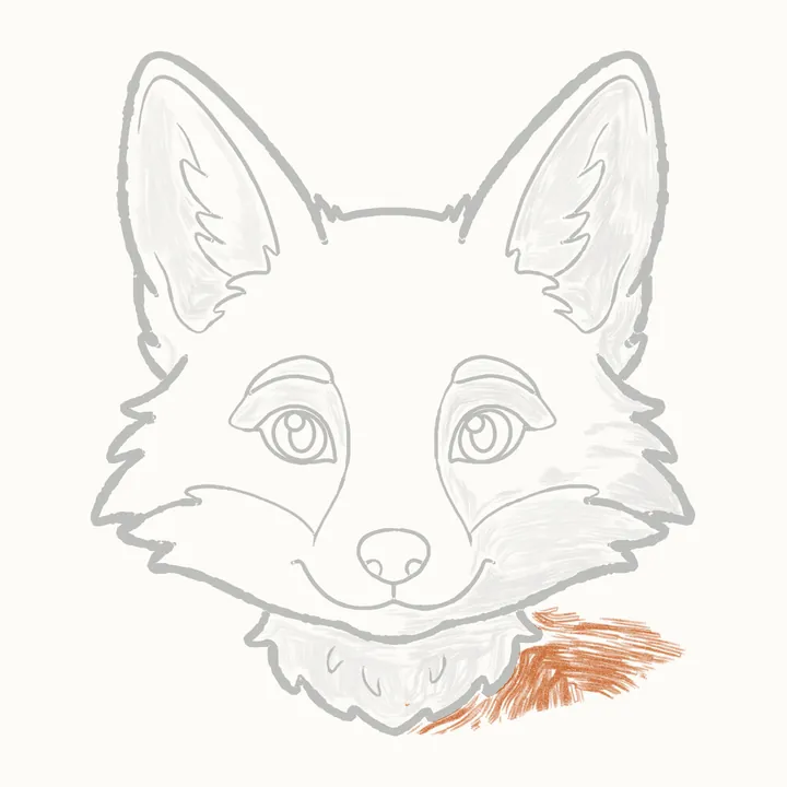 How to draw a fox face, step 22: cast shadow