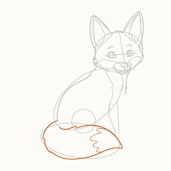How to draw a fox, step 7: the tail