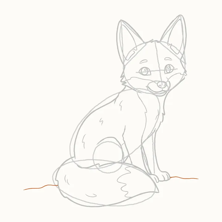 How to draw a fox, step 11: the ground