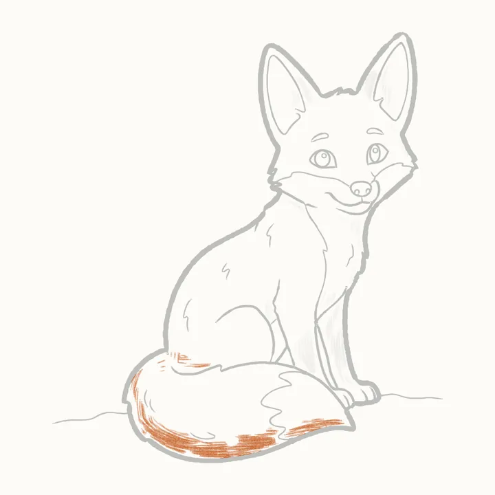 How to draw a fox, step 15: shade the tail