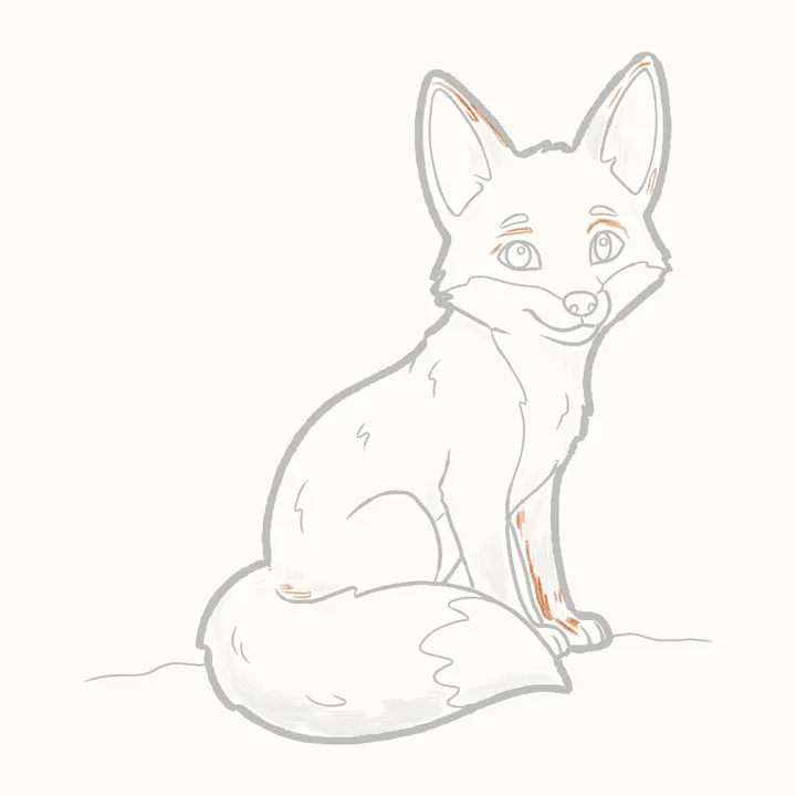 How to draw a fox, step 16: deep shadows