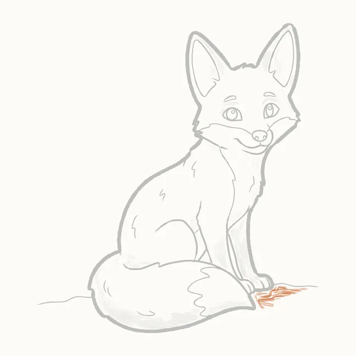 How to draw a fox, step 17: cast shadow