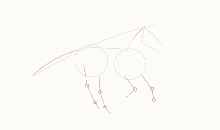 How to draw a horse running, step 3: leg and tail guides