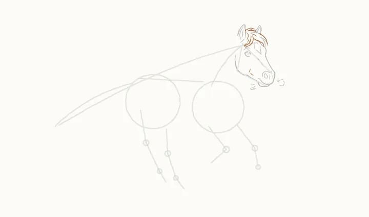 How to draw a horse running, step 7: the forelock