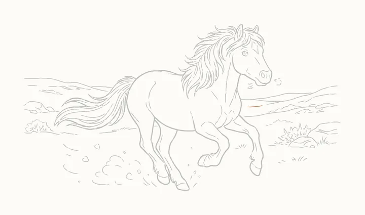 How to draw a horse running, step 27: erase the guides