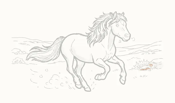 How to draw a horse running, step 42: the heather
