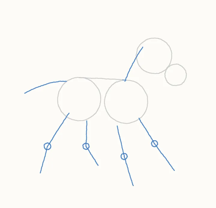 How to draw a horse, step 2: neck and leg guides