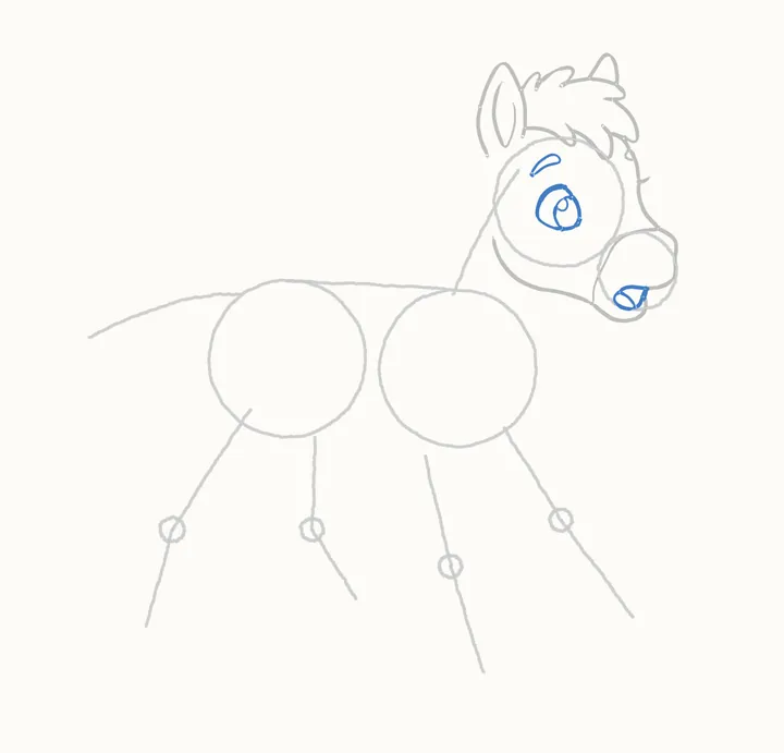 How to draw a horse, step 5: eye and mouth