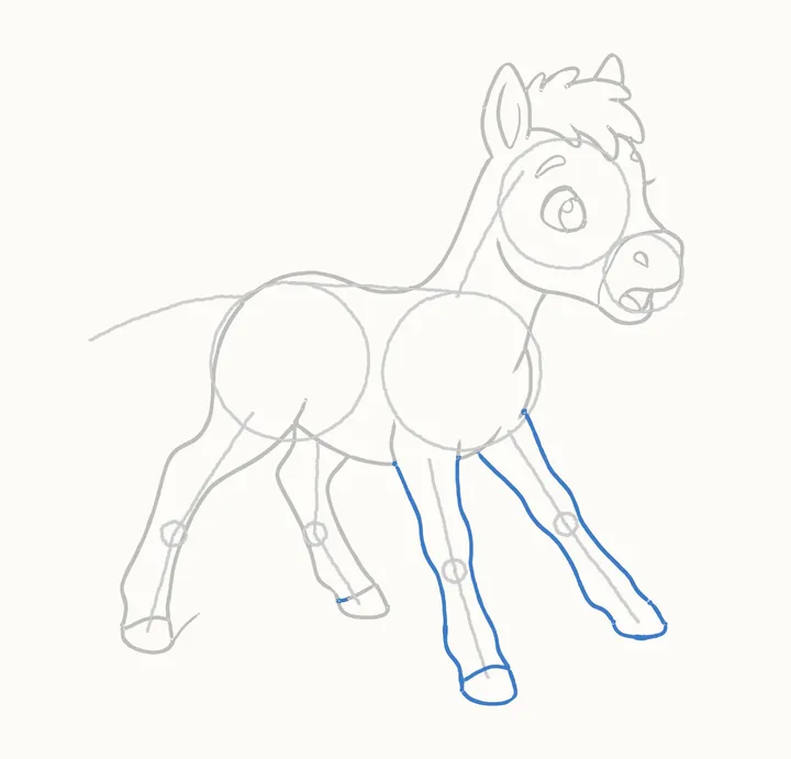How to draw a horse, step 8: the front legs