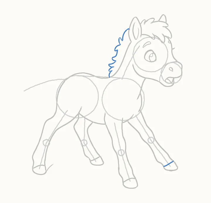 How to draw a horse, step 9: the mane
