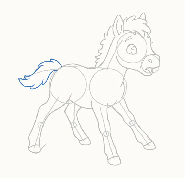 How to draw a horse, step 10: the tail