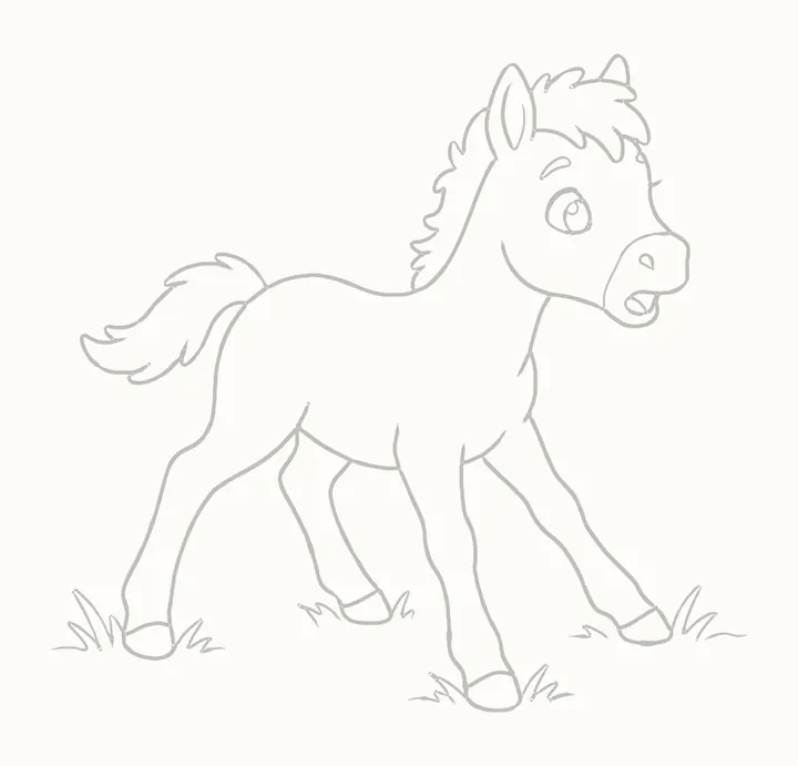 How to draw a horse, step 12: erase the guides