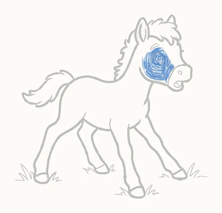 How to draw a horse, step 18: shading the face