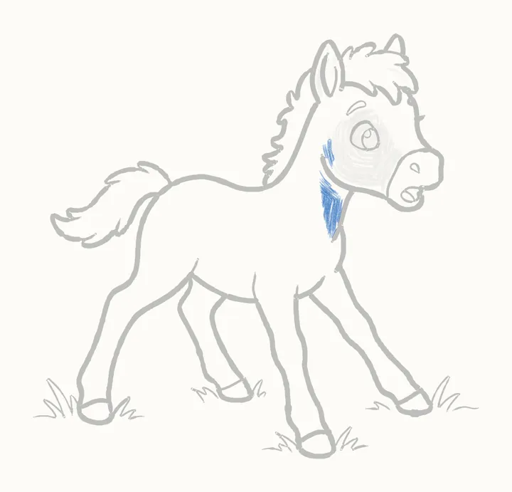 How to draw a horse, step 19: under the jaw