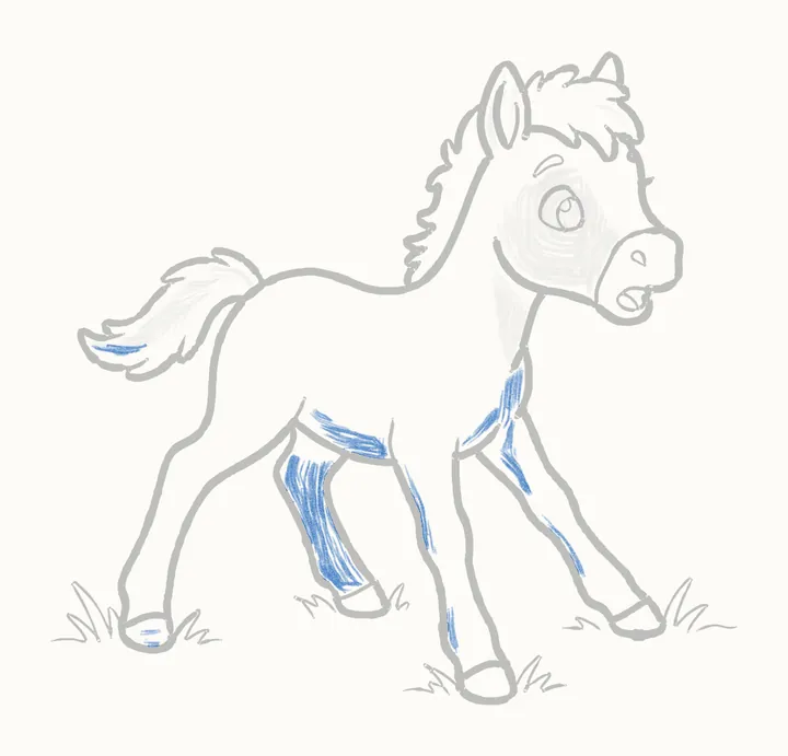 How to draw a horse, step 21: shading the body
