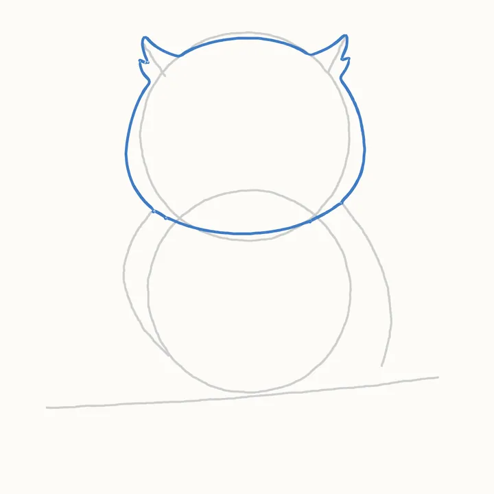How to draw an owl, step 3: the head