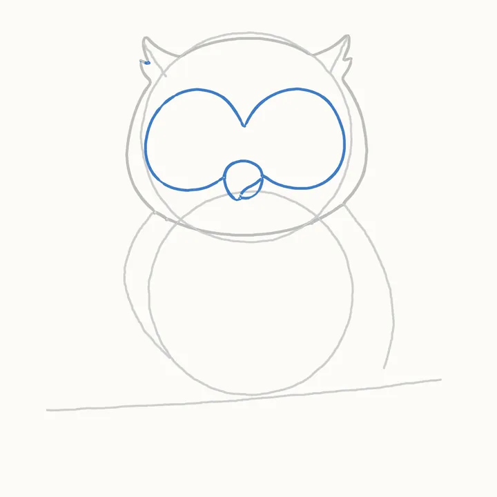 How to draw an owl, step 4: the face