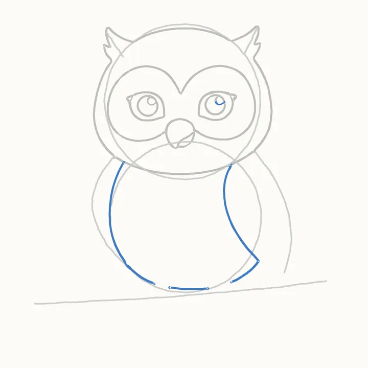How to draw an owl, step 6: the tummy