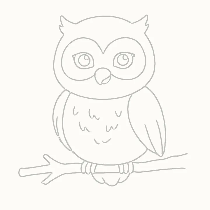 How to draw an owl, step 11: erase the guides