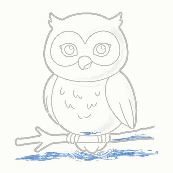 How to draw an owl, step 14: cast shadow