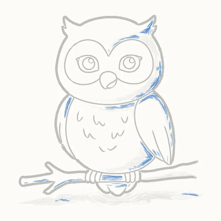 How to draw an owl, step 15: deep shadows