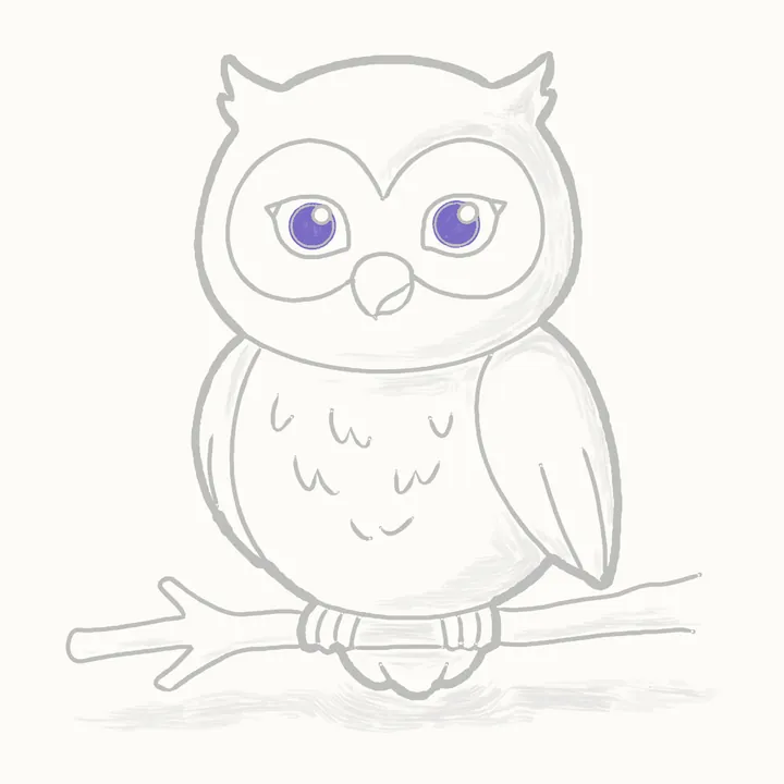 Como desenhar uma coruja, passo 20: os toques escuros