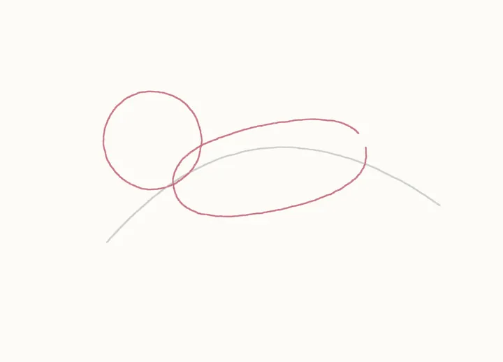 How to draw a rabbit jumping, step 2: head and body guides