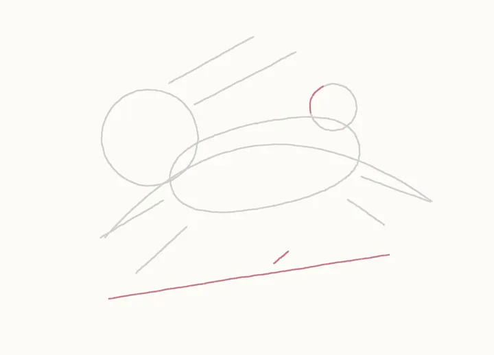 How to draw a rabbit jumping, step 4: the log guide