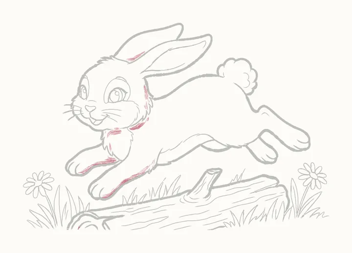 How to draw a rabbit jumping, step 30: shadow side