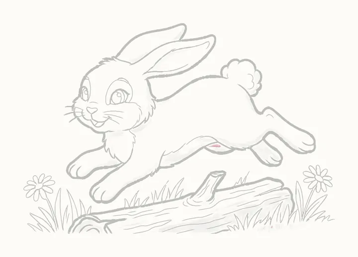 How to draw a rabbit jumping, step 36: deep shadows