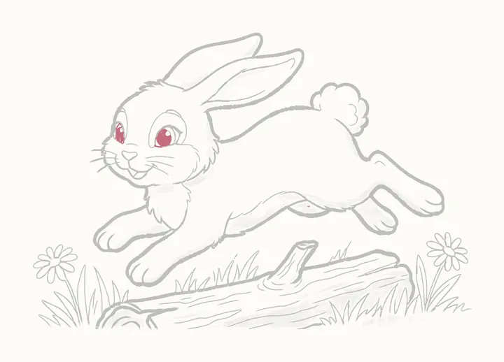 How to draw a rabbit jumping, step 37: the darks