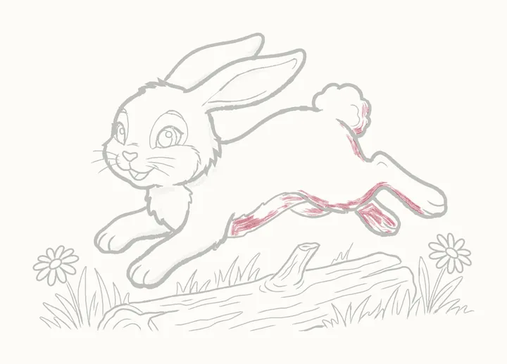 Cómo dibujar un conejo saltando, paso 41: sombrea el cuerpo