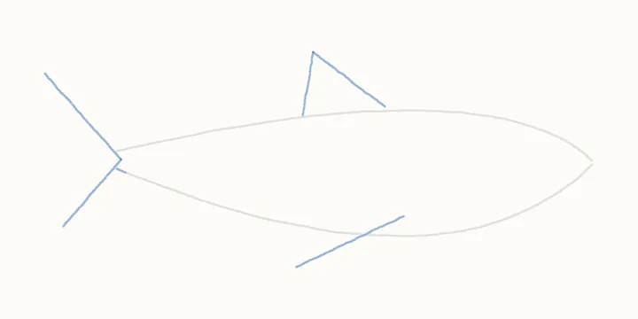 How to draw a shark, step 2: fin and tail guides