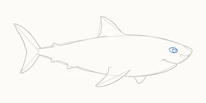 How to draw a shark, step 9: the eye