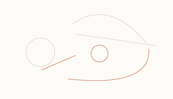 How to draw a sleeping dragon, step 2: paw, leg and tail guides