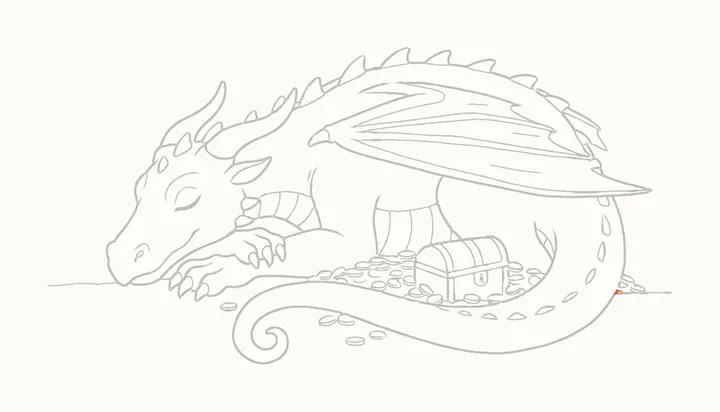 How to draw a sleeping dragon, step 16: erase the guides