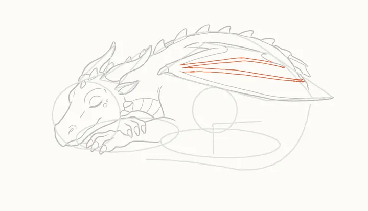 Como desenhar um dragão dormindo, passo 21: os ossos da asa
