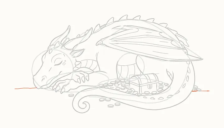 Como desenhar um dragão dormindo, passo 34: o chão